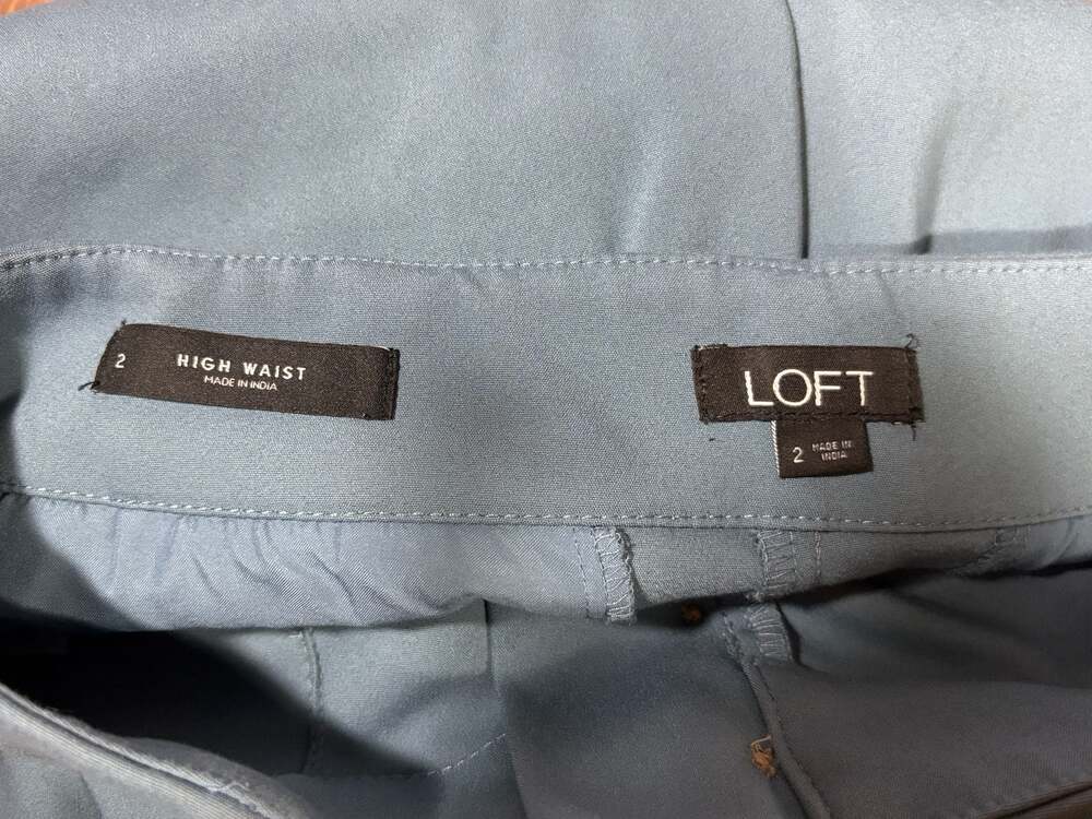 LOFT High Waist Button-Front Wide Leg Pants Blue Size 2 - Picture 5 of 5